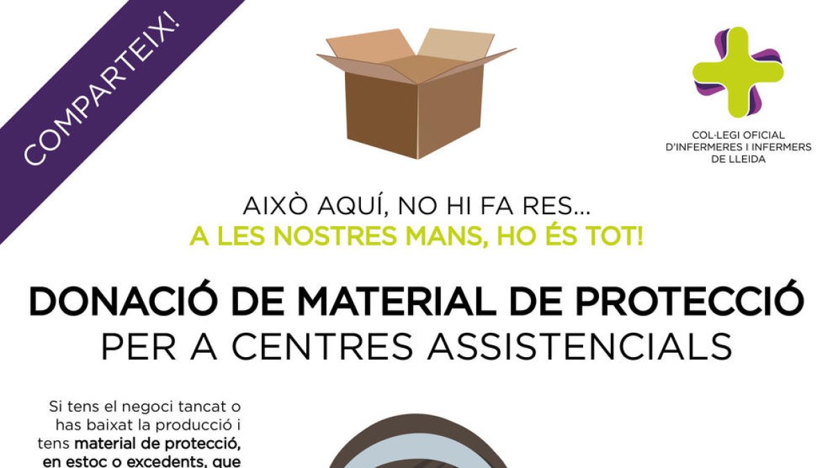 Les infermeres de Lleida demanen la donació d'estocs sanitaris per als centres assistencials