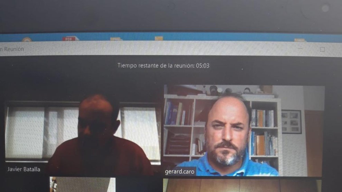 Els sis presidents lleidatans en conferència telemàtica.