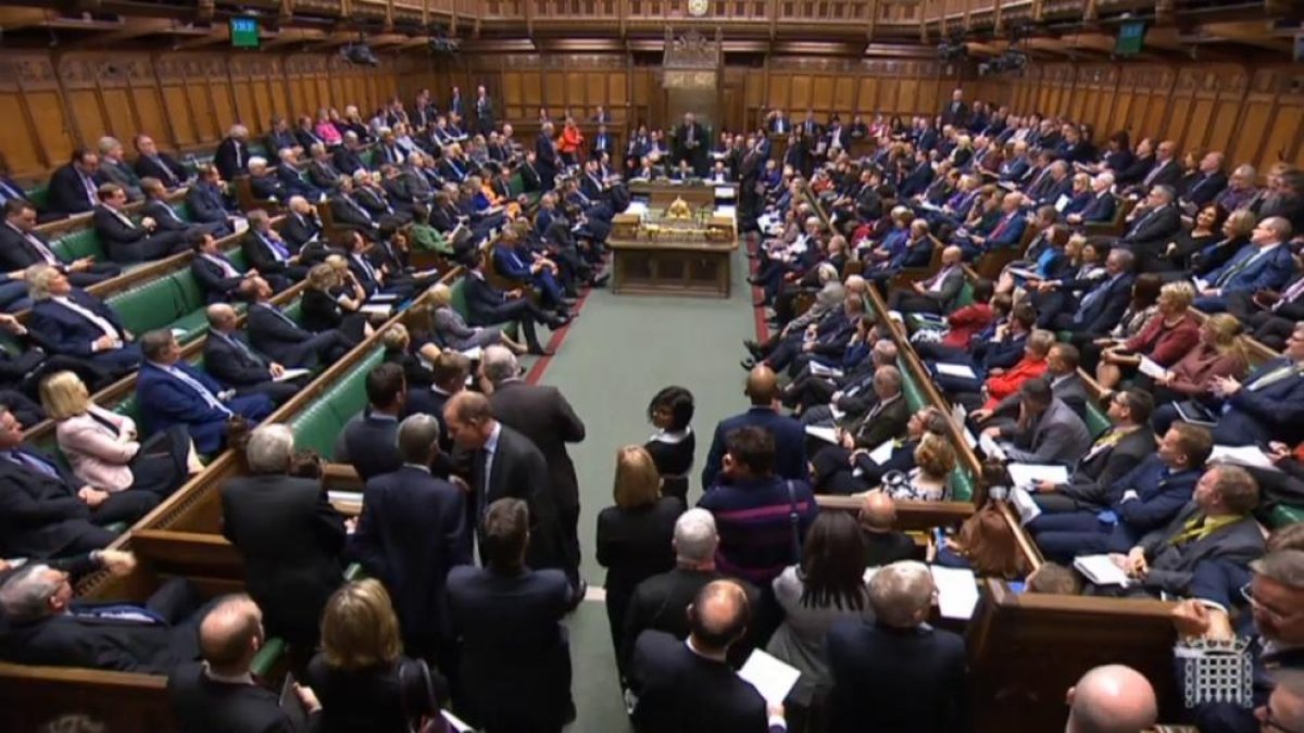 Imatge general del saló de plens del Parlament britànic.