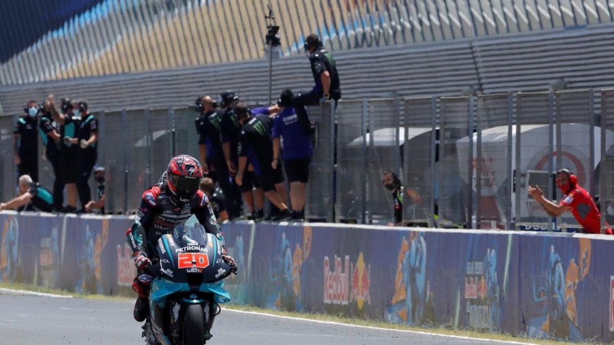 El Gran Premio de Andalucía estuvo integrado por pilotos de Yamaha, con Fabio Quartararo en lo más alto y secundado por Maverick Viñales y Valentino Rossi.