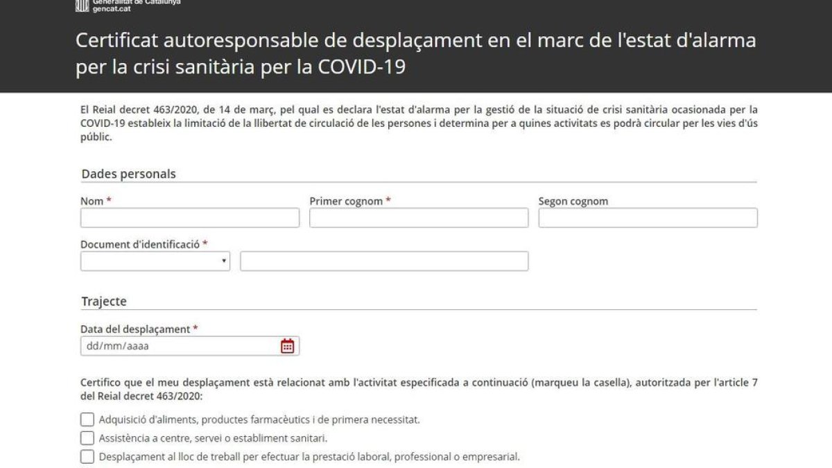 DOCUMENT | Descarrega't el certificat web d'Interior per a desplaçaments