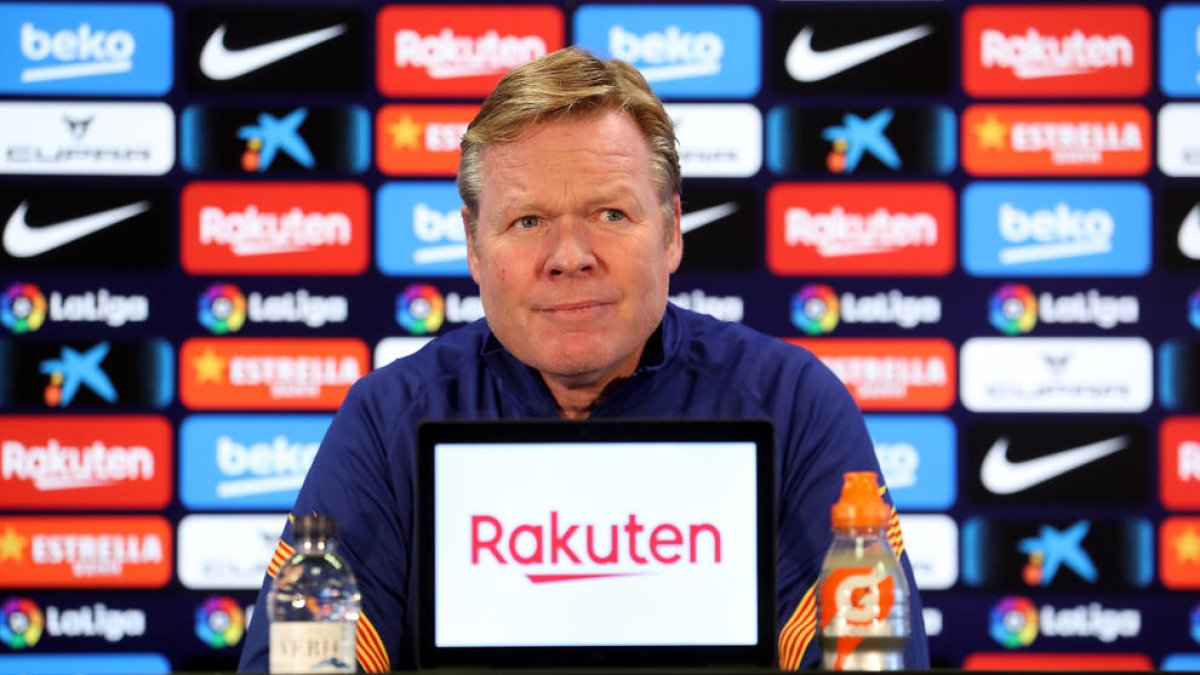 Ronald Koeman durante la rueda de prensa previa al encuentro de hoy frente al Eibar.
