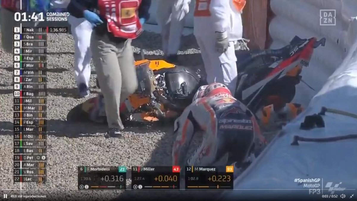 Aparatós accident de Marc Márquez sense conseqüències