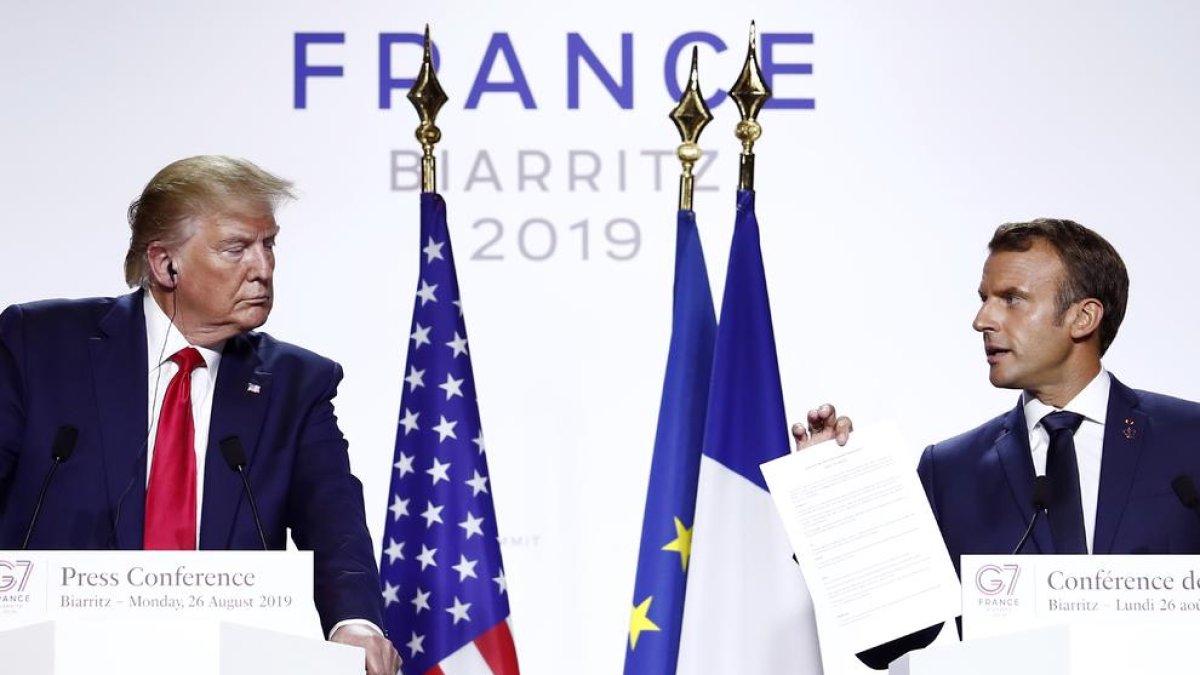 Donald Trump y Emmanuel Macron comparecieron en rueda de prensa al concluir la cumbre de Biarritz.
