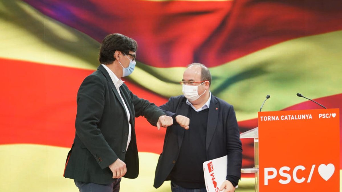 Illa y Iceta hiciero ayer el primer acto de precampaña del PSC.