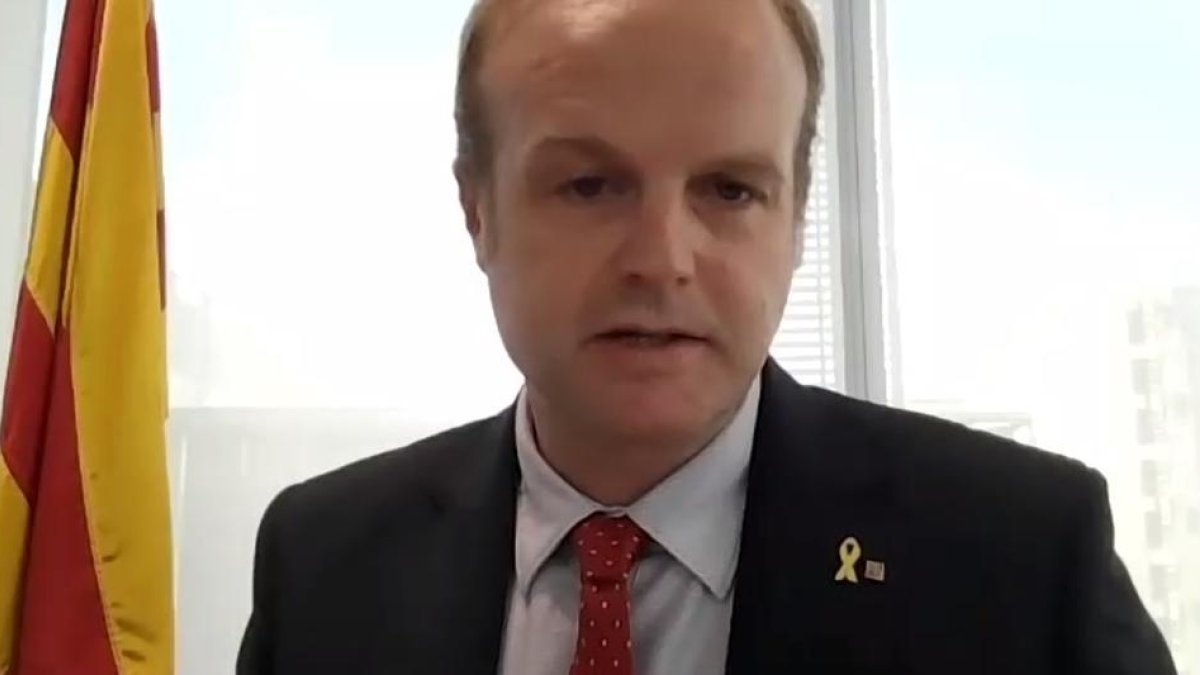 El secretario general de la Vicepresidencia y de Economía y Hacienda, Albert Castellanos, durante el acto inaugural de la 31ª Trobada Empresarial al Pirineu que se ha hecho de forma virtual.