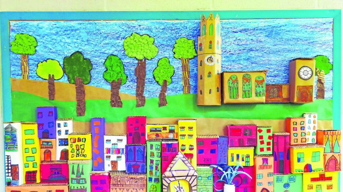 Mural de Lleida en tres dimensions elaborat a l’escola.