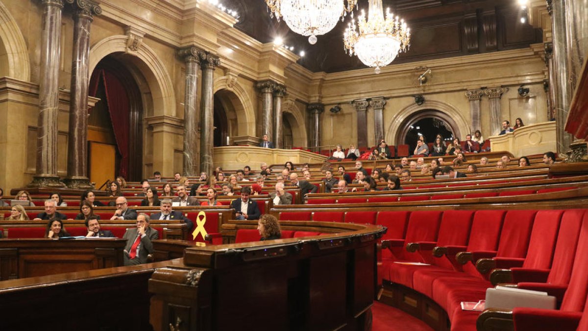 Moment de votar la resolució, sense la presència dels diputats de Cs, que se’n van anar llavors.