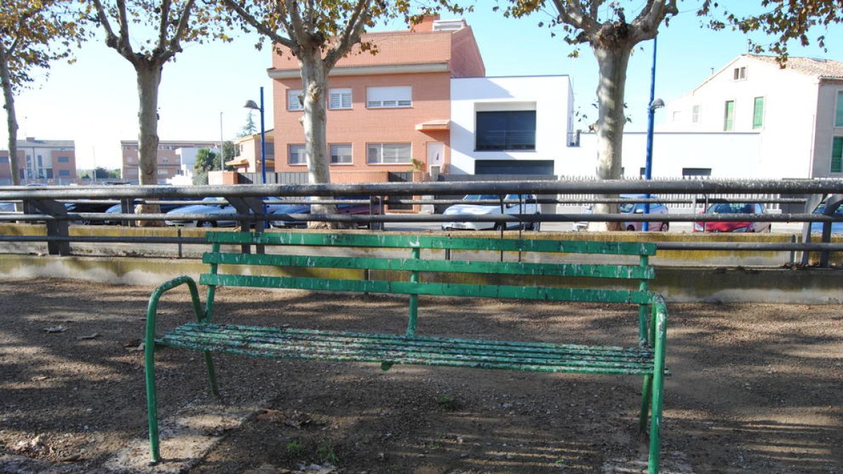 Un banc ple d’excrements a l’avinguda del Canal.