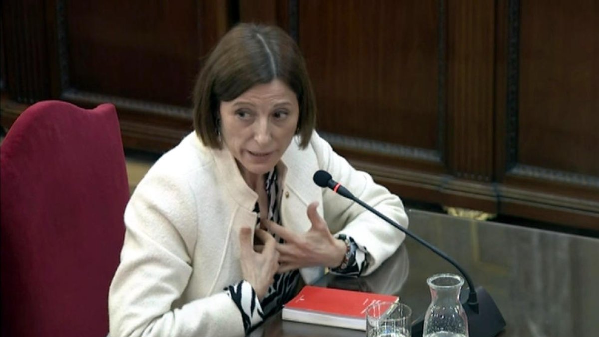Imagen de Carme Forcadell durante su declaración en la séptima jornada de juicio del ‘procés’.