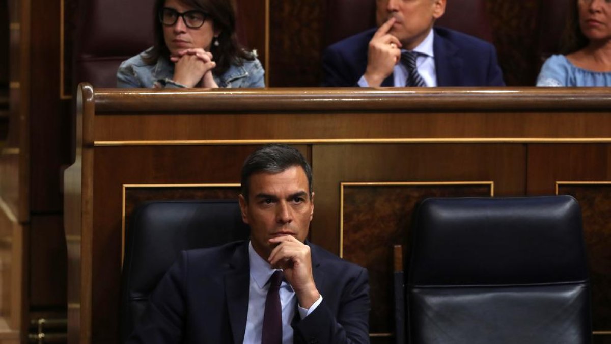 El president del Govern central en funcions, Pedro Sánchez, ahir, al Congrés.