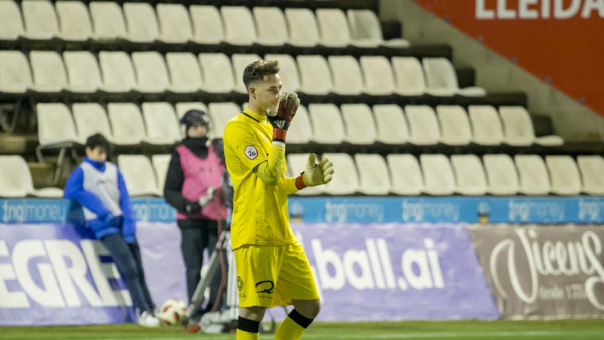 Josemi, durante el partido que disputó en el Camp d’Esports ante el Espanyol B.