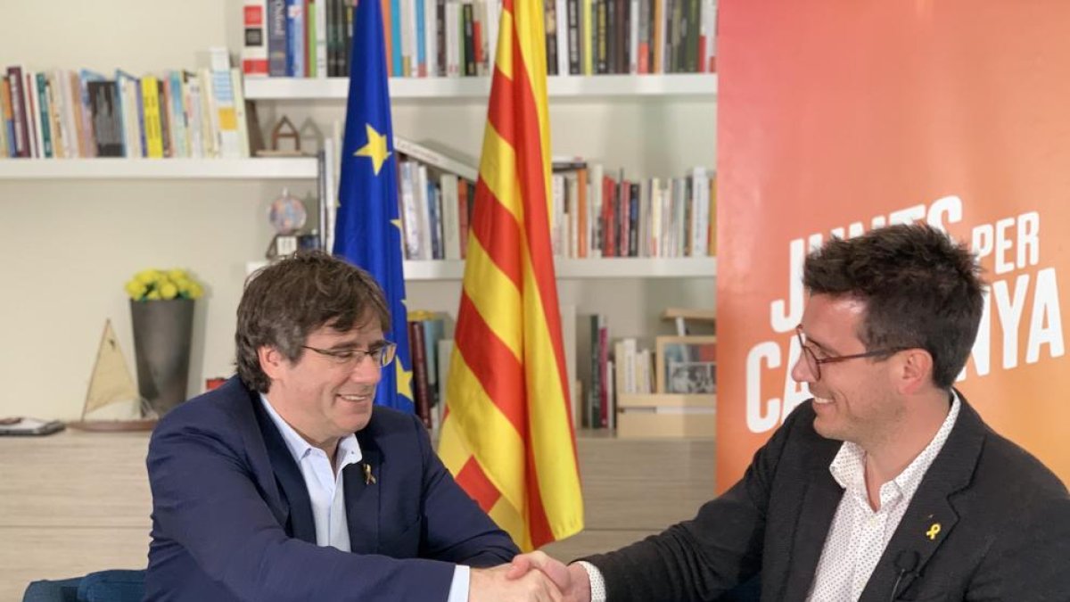 Puigdemont recibió ayer a Postius en Waterloo.