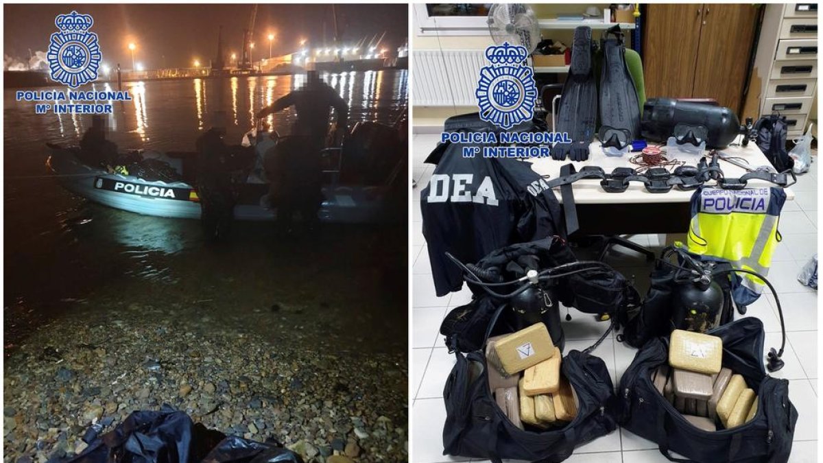 Imatges facilitades per la Policia Nacional de l’operació a Avilés i de la droga confiscada.