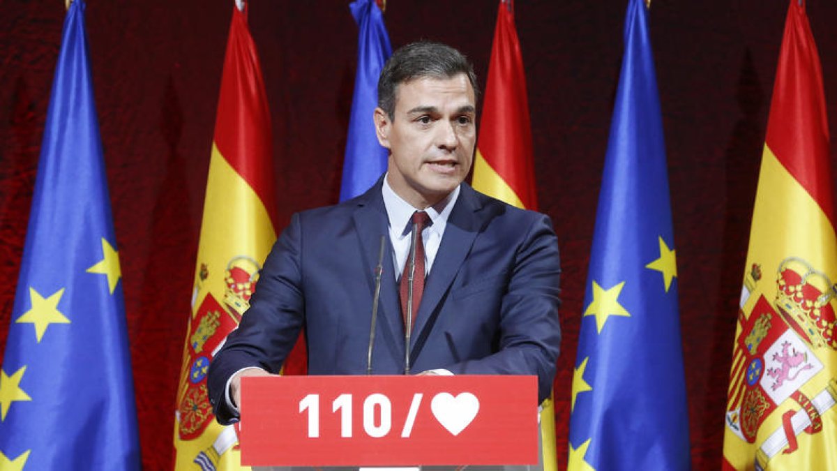 Sánchez, ahir, a la presentació de 110 mesures del seu programa.