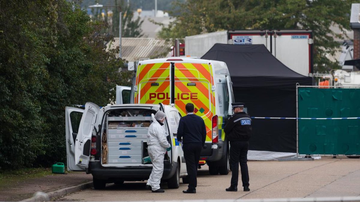 Vista del camión intervenido el miércoles en Essex.