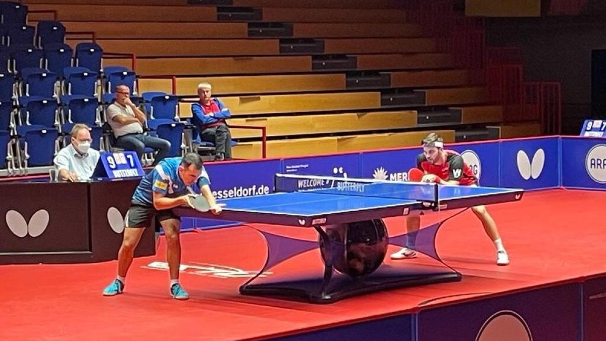 Marc Duran, durant un dels dos partits que va disputar ahir.