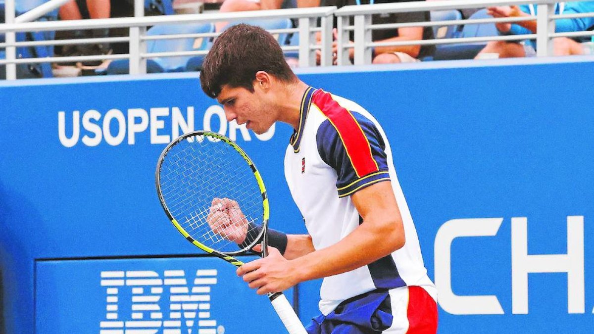 Carlos Alcaraz, durante su partido de octavos en el Open USA.