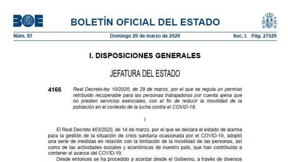 DOCUMENTO | ¿Quien tiene que ir a trabajar desde este lunes al 9 de abril?