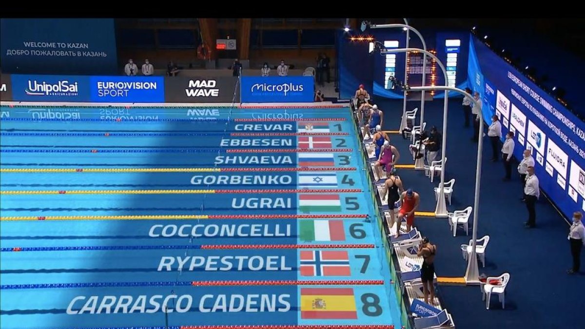 La semifinal dels 200 estils en la qual va competir la lleidatana Emma Carrasco.