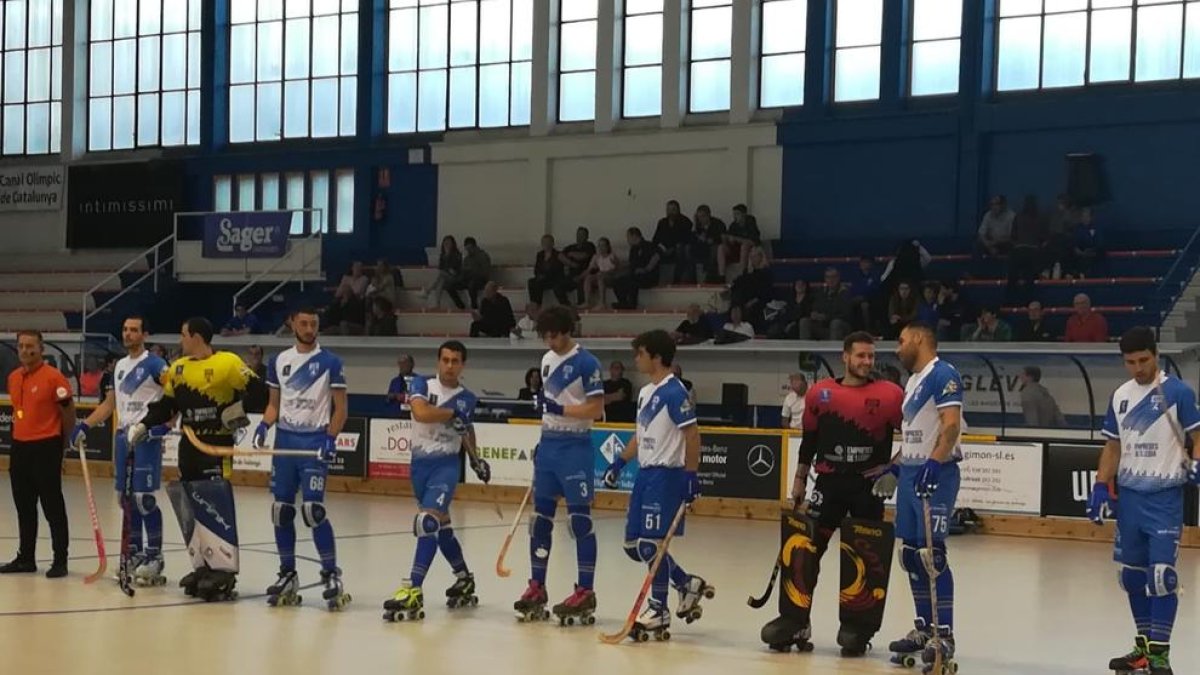 Los jugadores del Lleida Llista, en los minutos previos al inicio del partido.