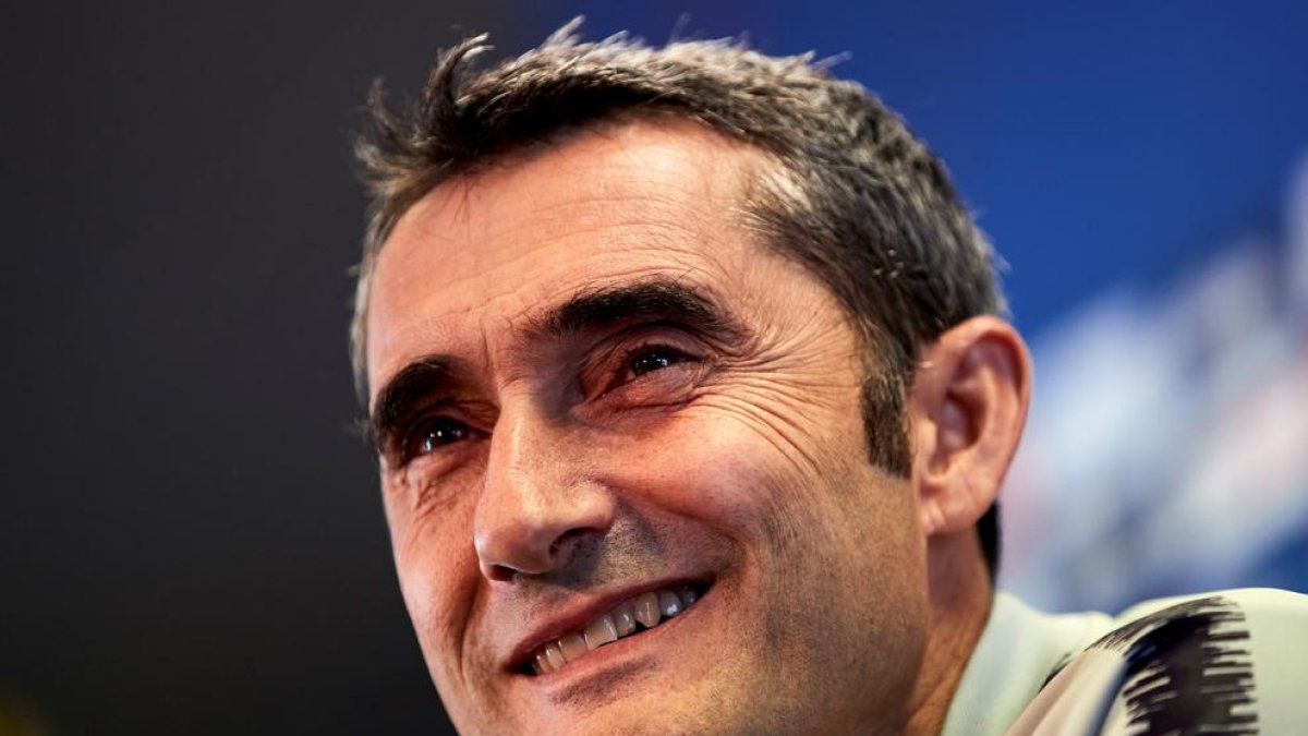Ernesto Valverde, durant la roda de premsa d’ahir, prèvia al partit amb l’Osca.