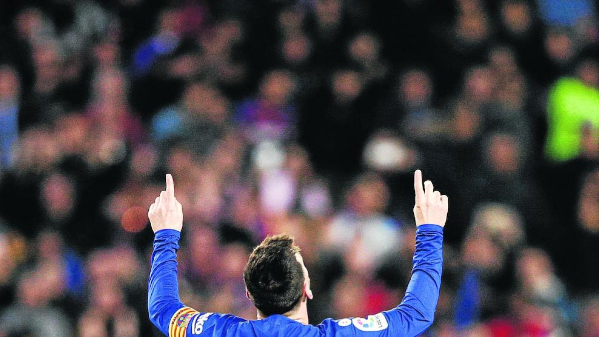 Leo Messi celebra un gol durant un partit d’aquesta temporada.