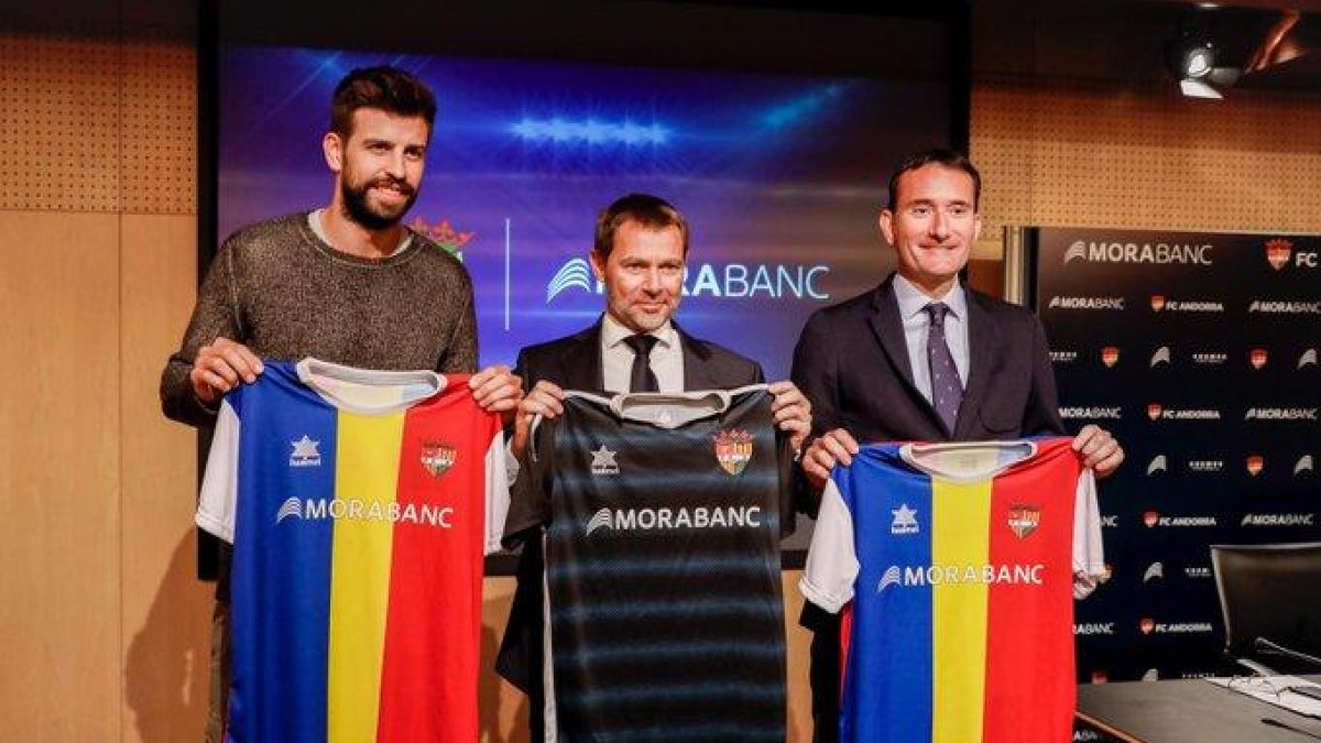Gerard Piqué, el passat 12 d’abril quan va presentar el nou patrocinador del FC Andorra.