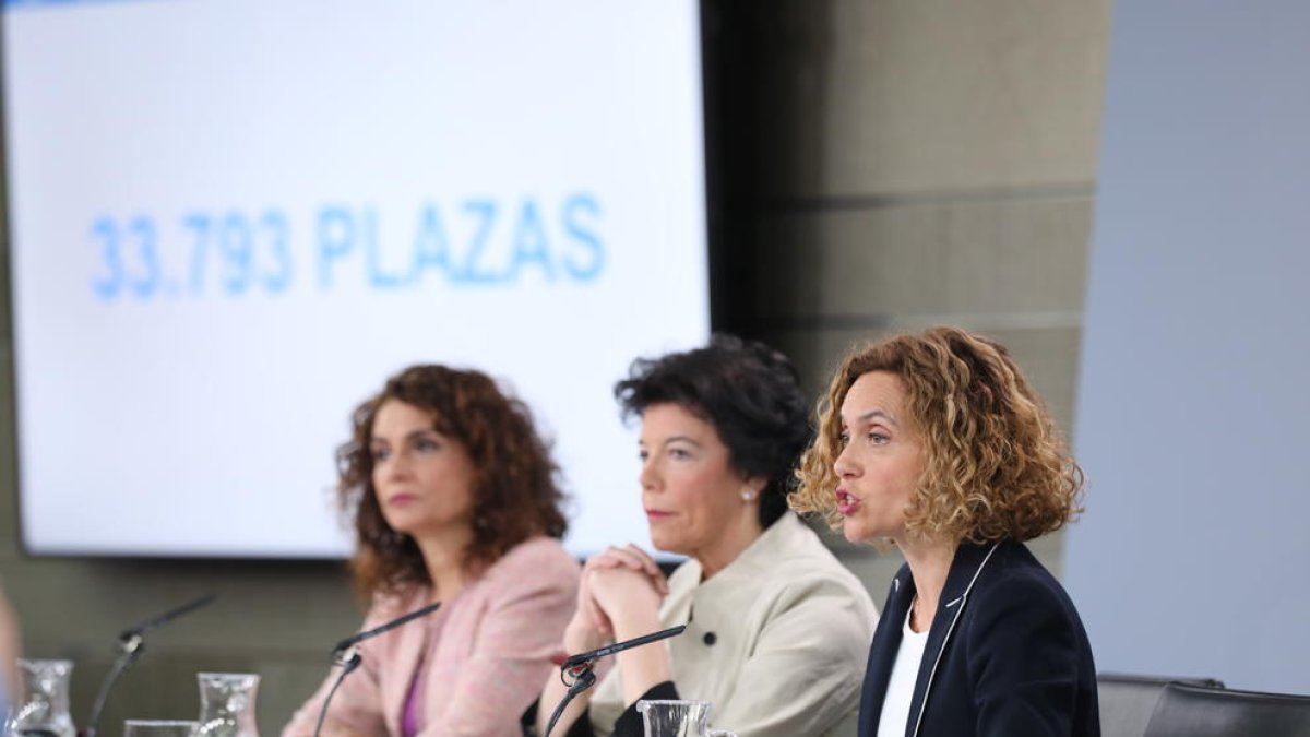 Batet, Celaá i Montero, ahir, després del Consell de Ministres.