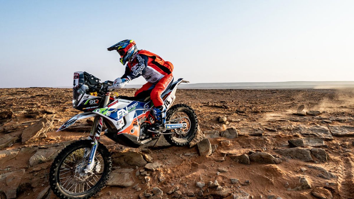 Jaume Betriu, en un moment de l’etapa d’ahir, en la qual va pujar una altra posició a la general.