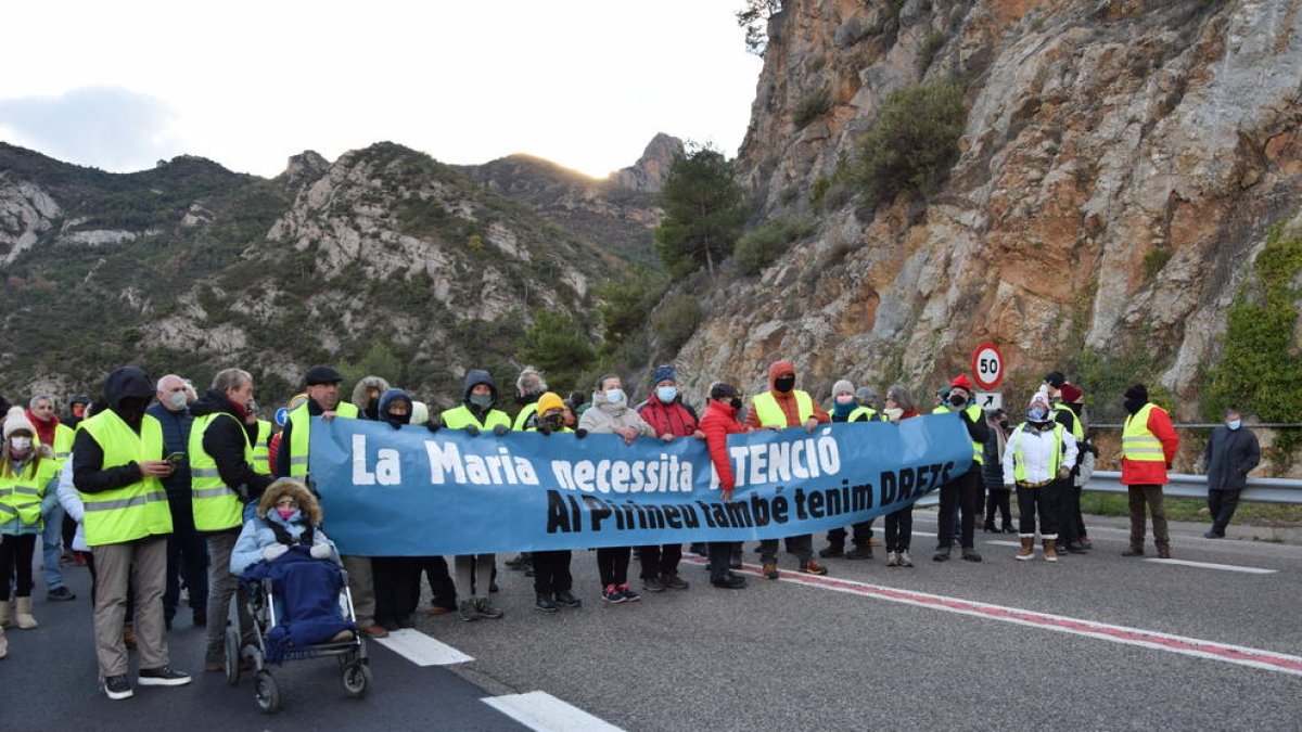 Les cues que la protesta va generar a la C-14 en direcció a Lleida.