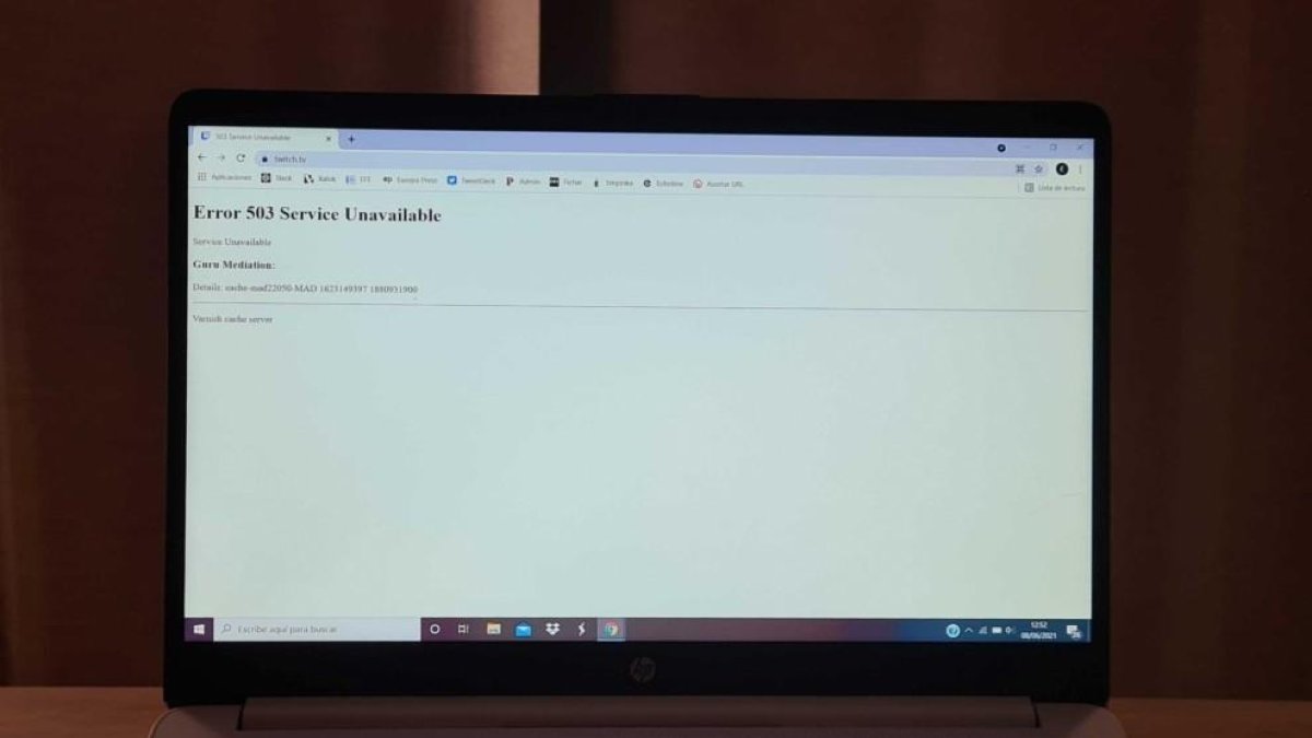 Imagen de uno de los mensajes de error en una de las webs.