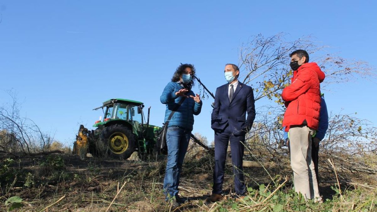 La visita de obras en el cauce del Segre en Soses.