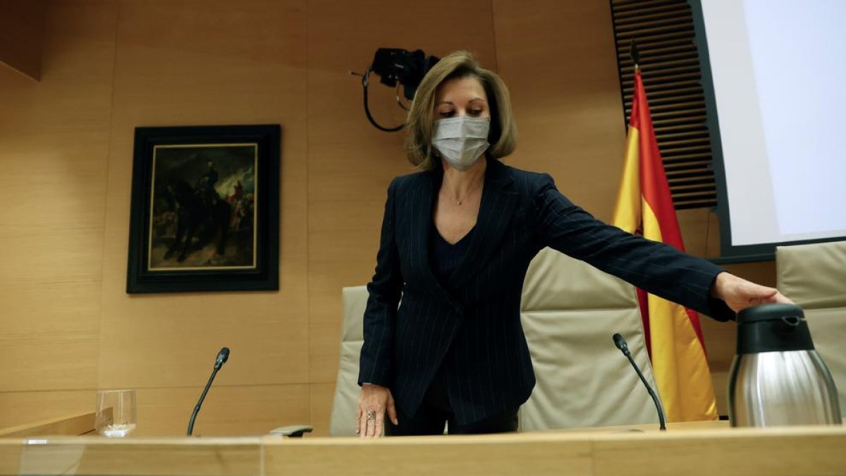 L’exsecretària general del PP María Dolores de Cospedal, ahir al Congrés dels Diputats.