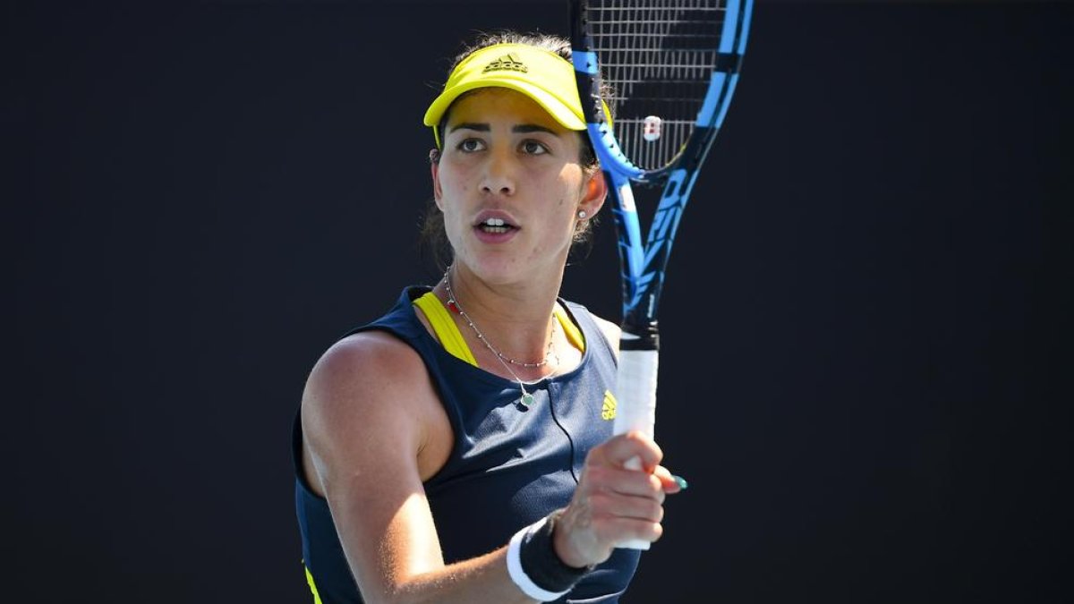 Garbiñe Muguruza durante el partido ante Liudmila Samsonova.