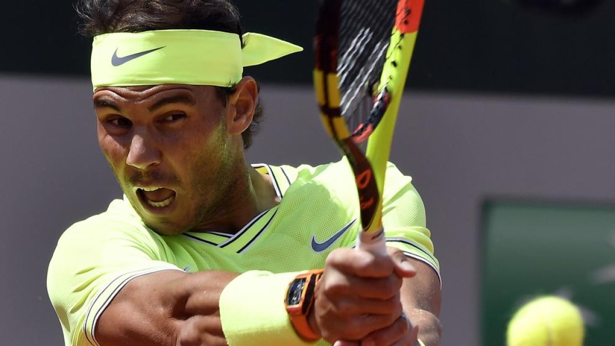 Nadal, durant el seu partit davant del jove Maden.