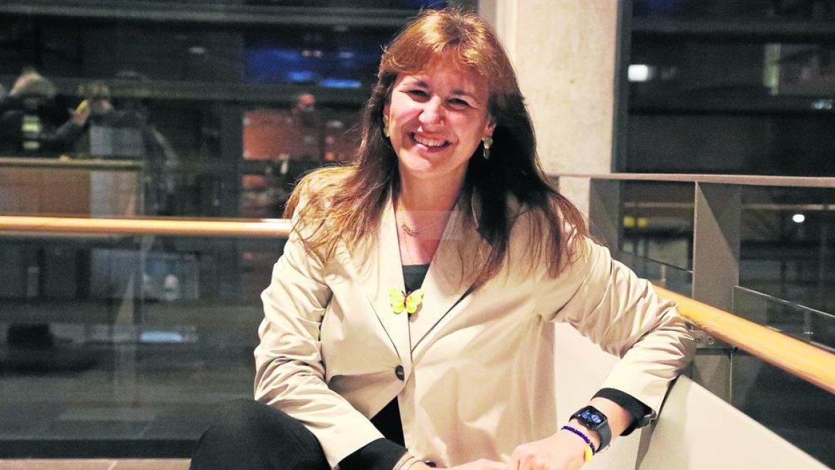 Laura Borràs, dilluns al campus de la UdL a Cappont, on va protagonitzar un acte de campanya