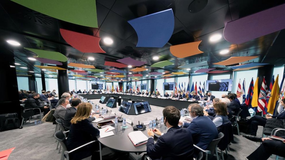 Imagen de la asamblea general extraordinaria de la Liga, que tuvo lugar en Madrid.