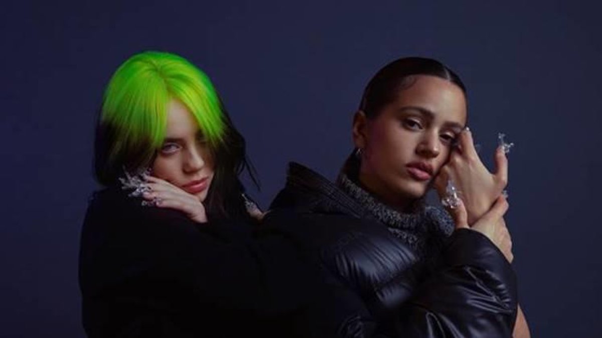 Rosalía i Billie Eilish en una imatge conjunta per presentar la seva col·laboració 'Lo vas a olvidar'