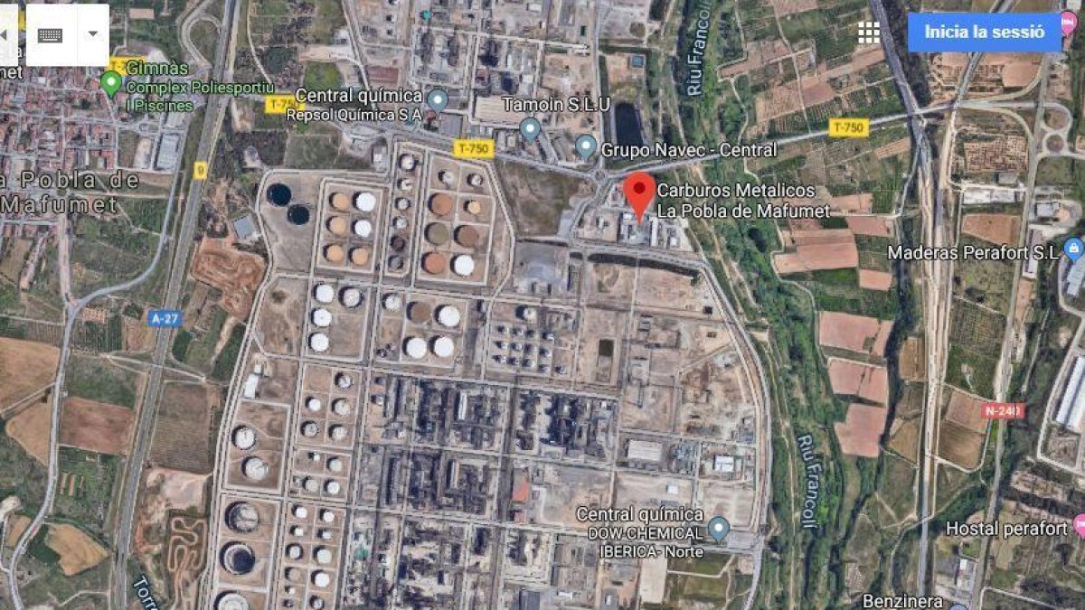 L'incident ha passat a la fàbrica Carburs Metàl·lics, del Polígon Nord de Tarragona, al municipi de La Pobla de Mafumet.