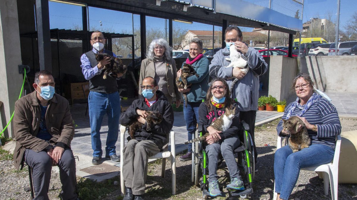 Imatge de la gatera amb alguns voluntaris.