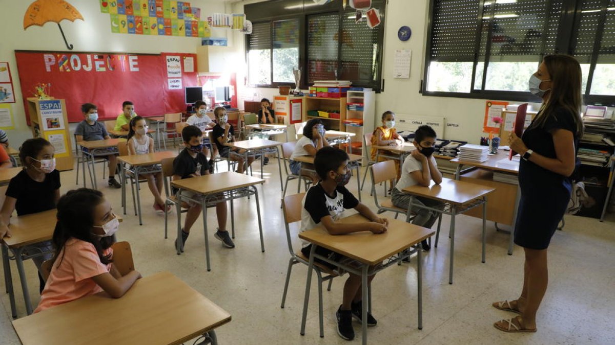 Primer día de curso escolar el pasado septiembre en el Frederic Godàs.