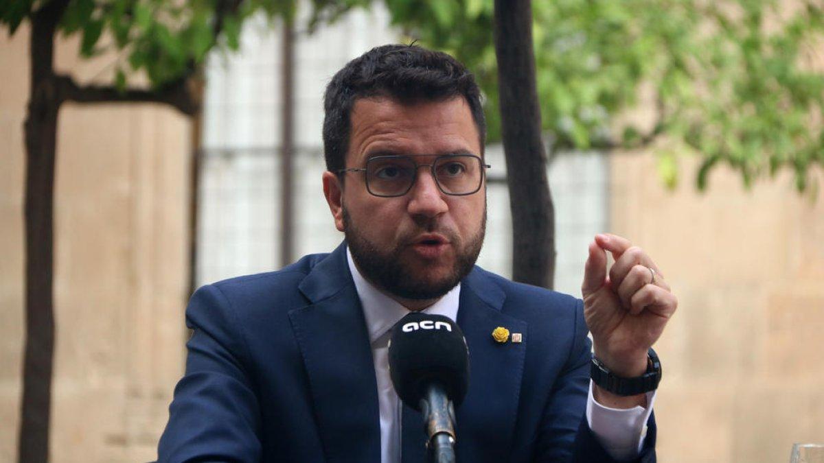 El presidente de la Generalitat, Pere Aragonès, durante la entrevista con la ACN.