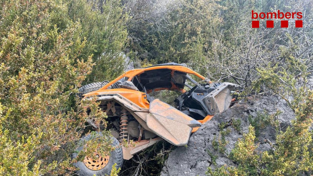 Ferit greu al caure amb un boggie per un barranc a Fígols