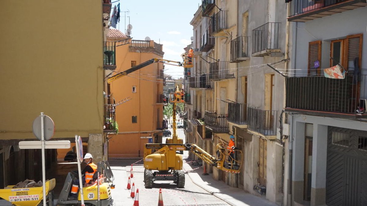 Las obras que se están llevando a cabo para renovar fachadas del centro histórico.