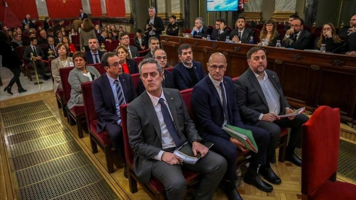 Els nou condemnats pel procés durant la celebració del judici al Tribunal Suprem.