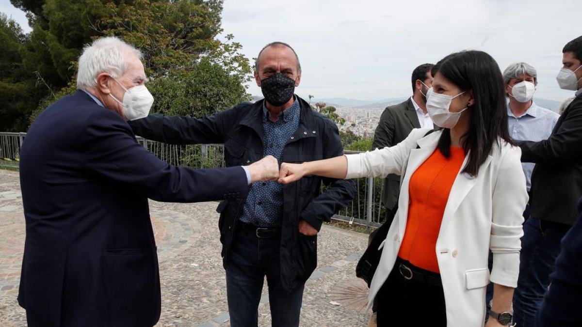 Ernest Maragall, líder d’ERC a Barcelona, Miquel Pueyo, paer en cap, i Marta Vilalta, junts ahir.