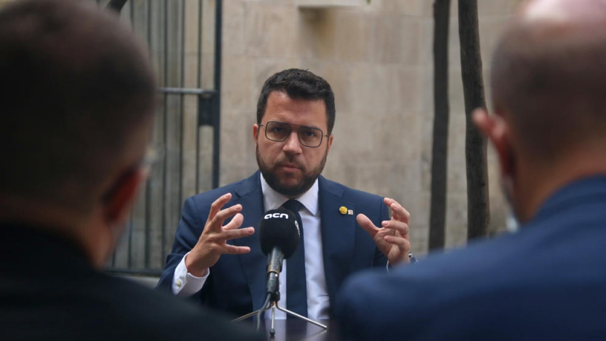 El president de la Generalitat, Pere Aragonès, en una imagen en el Pati dels Tarongers.