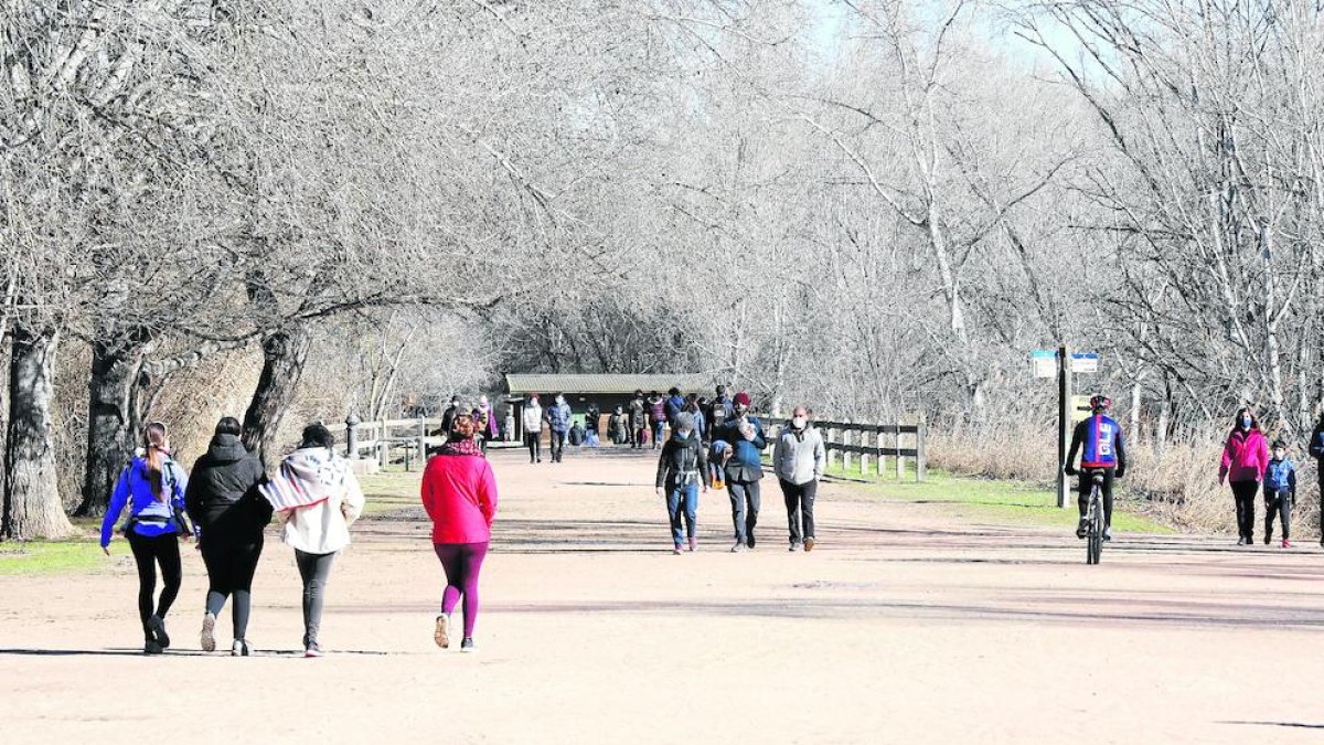 El parc de la Mitjana va congregar moltes persones que passejaven o feien esport.