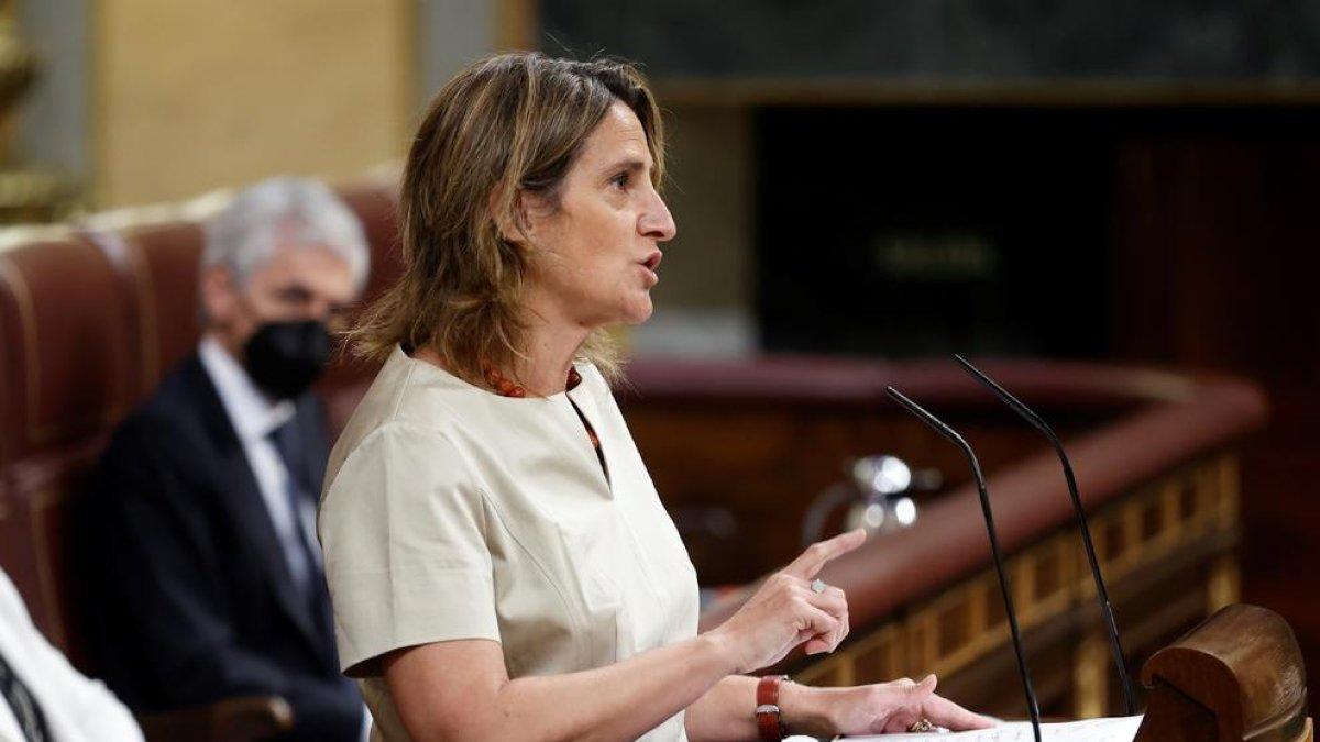 La ministra Teresa Ribera, ayer en el Congreso.
